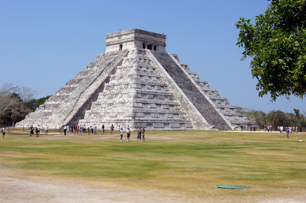 Chichen Itza snake and Kukulkan Mayan pyramid