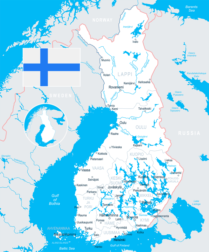 Finland - map and flag