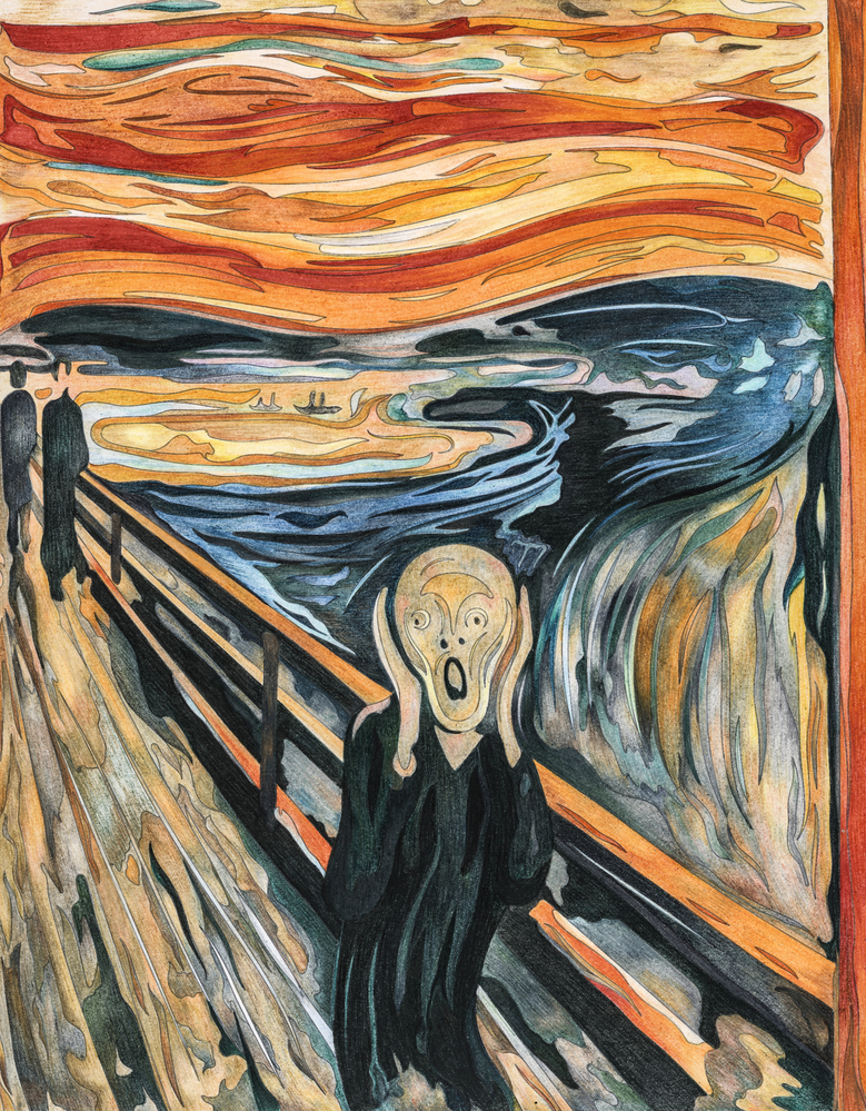 The Scream (1893) by Edvard Munch adult coloring page