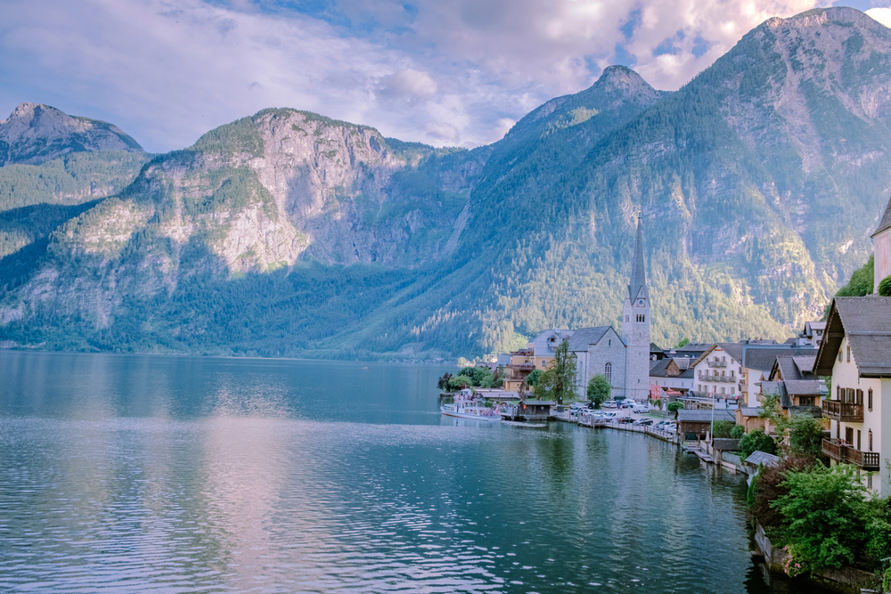 Hallstatt village on Hallstatter lake in Austrian Alps Austria