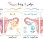 مراحل الدورة الشهرية باستخدام الرسوم التوضيحية