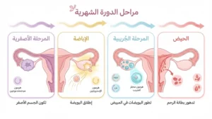 مراحل الدورة الشهرية باستخدام الرسوم التوضيحية